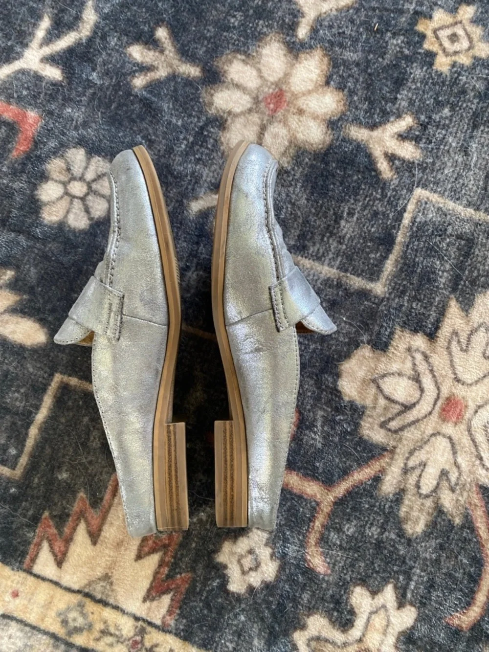 “Naturalizer” Silver Metallic Slip-on Loafers (8.5)
